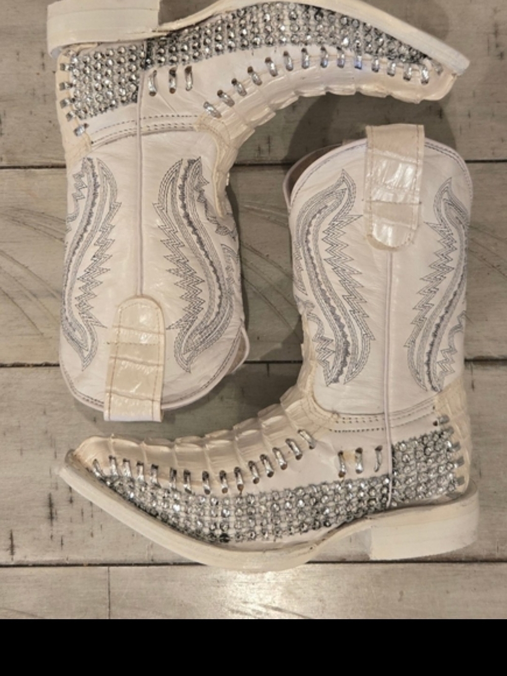 White Diamonds Girls 14.5 Rhinestone Glitter Western Cowgirl Boots.